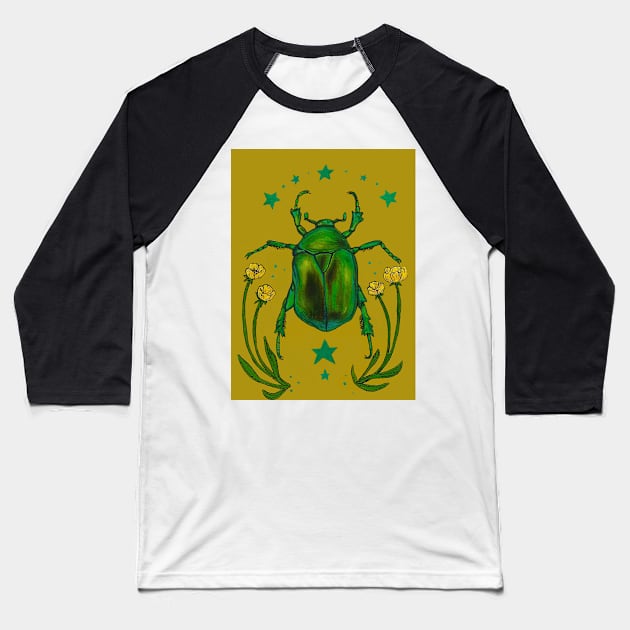 Floral Beetle  || Illustration by Chrysta Kay Baseball T-Shirt by chrystakay